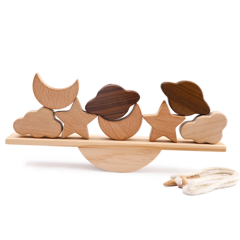 Wooden Baby Animal Balance Board Threading Toys Wooden Seesaw Stacking Toys Blocks Board Games Montessori Educational Baby Gifts